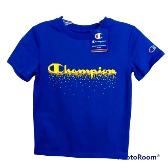 Champion Boys Blue Short Sleeve T-Shirt -O - Picture 1 of 3